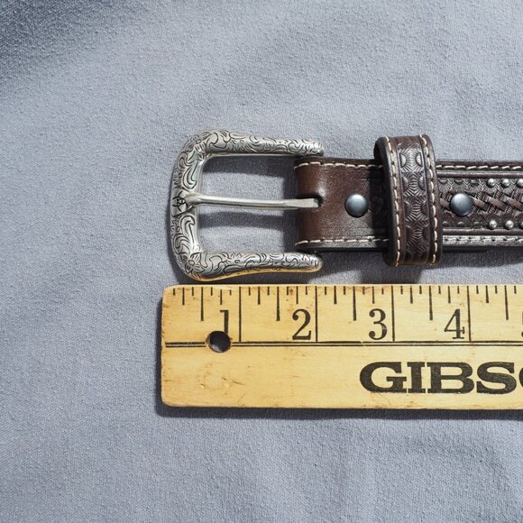 Ariat Belt Womens 24 Brown Leather Tooled Studded Diamond Concho Western Snap - Picture 12 of 13